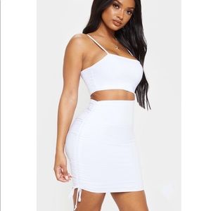 SHAPE WHITE SILKY CUT OUT BODYCON DRESS